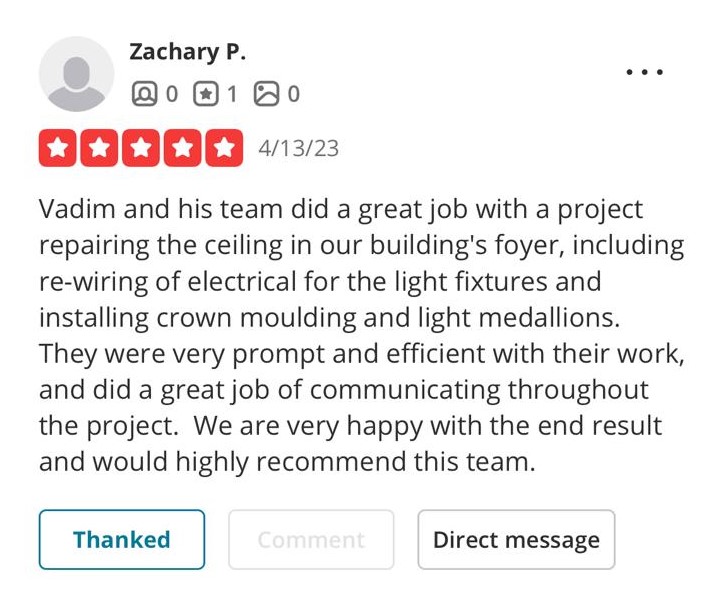 Zachary Yelp Review for White Star General Contractors