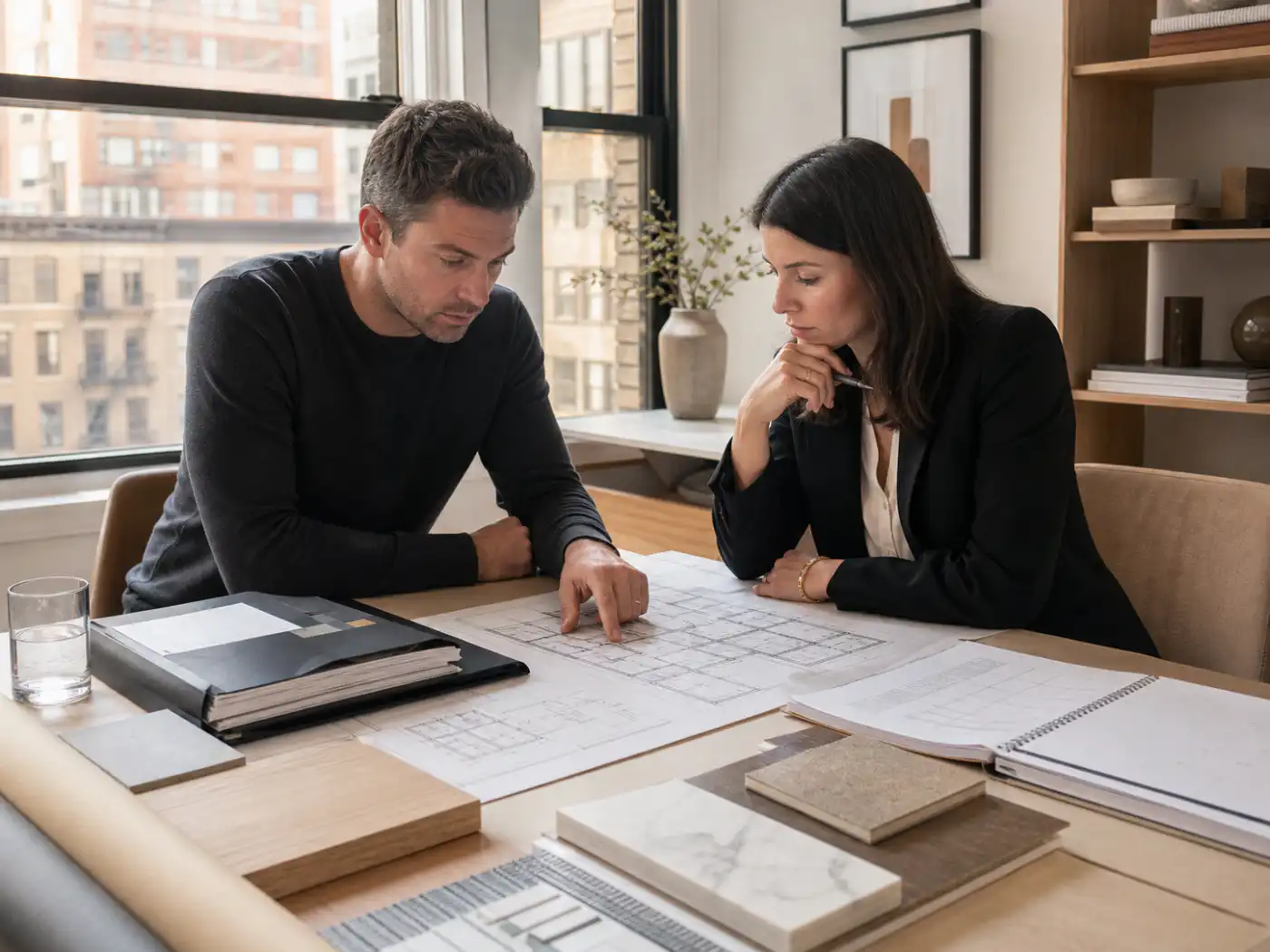 Architect and project manager preparing a complete co-op board alteration package