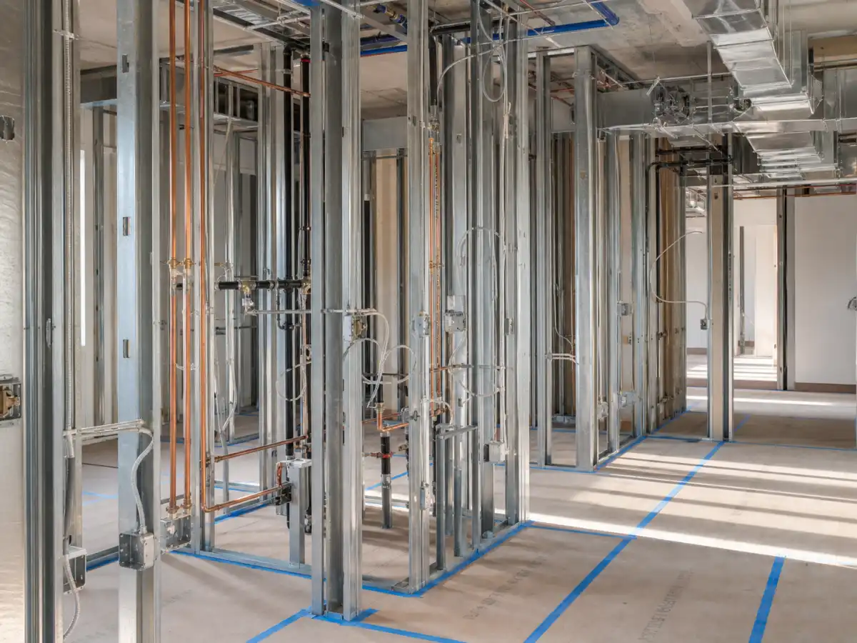Coordinated framing, plumbing, electrical, and HVAC rough-ins during an NYC gut renovation