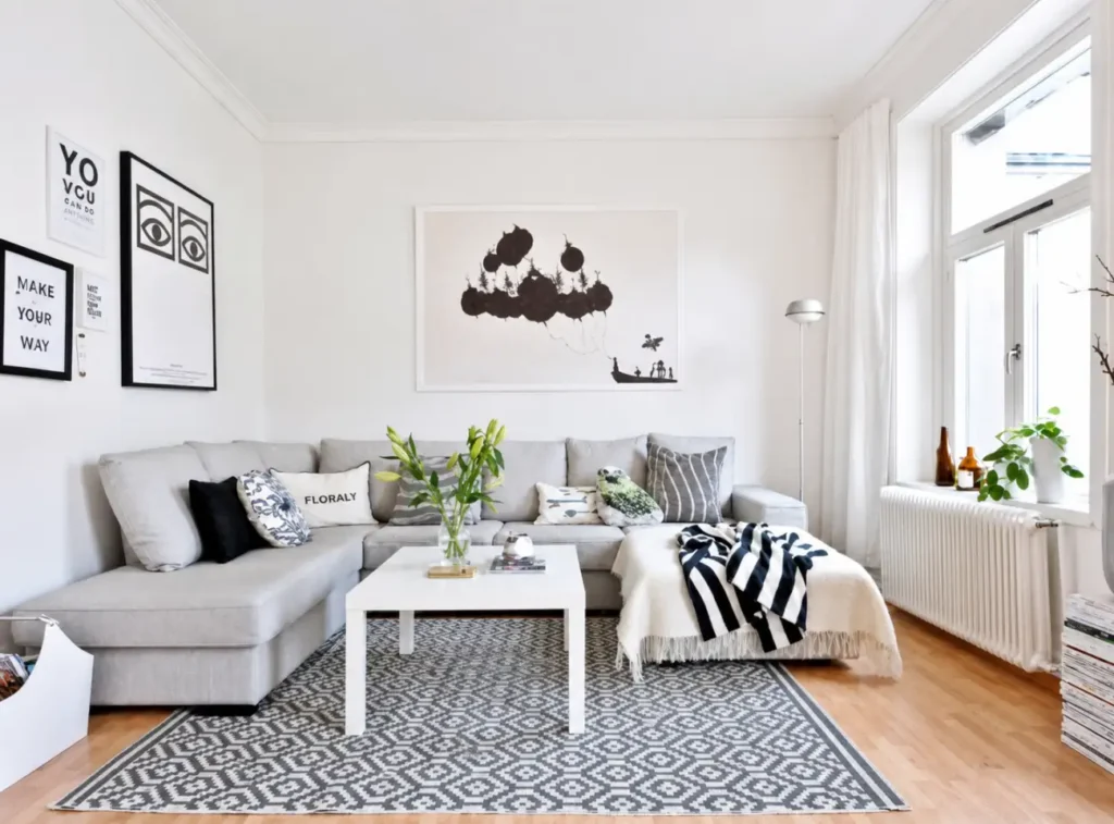 Bright completed guest house living area with wood flooring in Hampton Bay