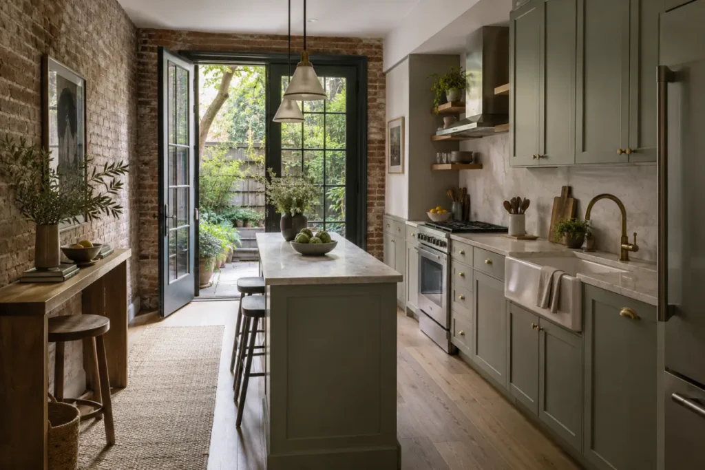 Representative renovated garden-level kitchen in a Boerum Hill brownstone