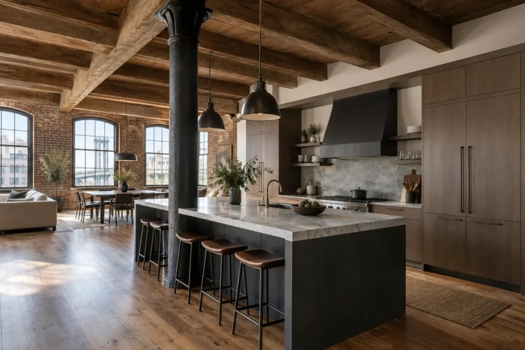 Representative high-end kitchen renovation in an open-plan DUMBO loft