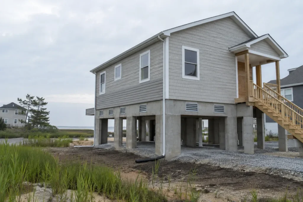 Representative elevated flood-resilient home near Oakwood Beach, Staten Island