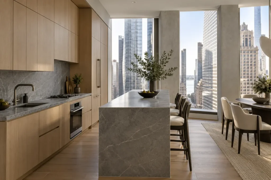 Representative contemporary kitchen renovation in a Financial District high-rise condo
