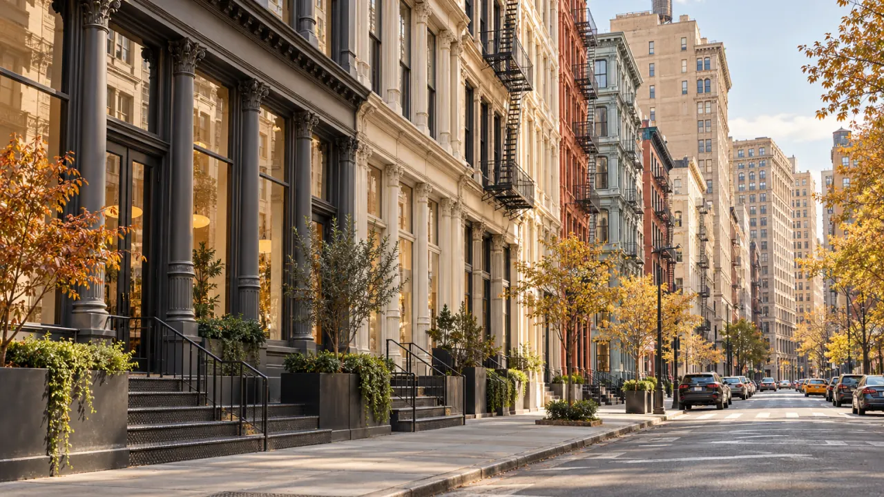 Representative cast-iron and terra-cotta loft buildings in the Flatiron District, Manhattan