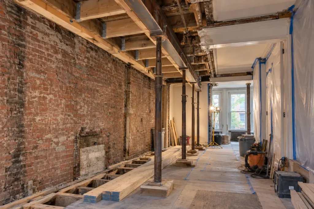 Representative structural restoration work inside a historic Greenwich Village townhouse