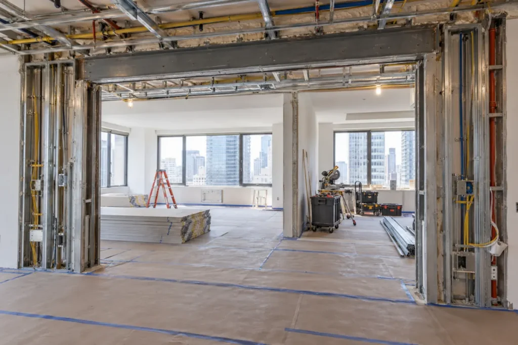 Representative structural opening and coordinated rough-in for a Midtown East apartment combination